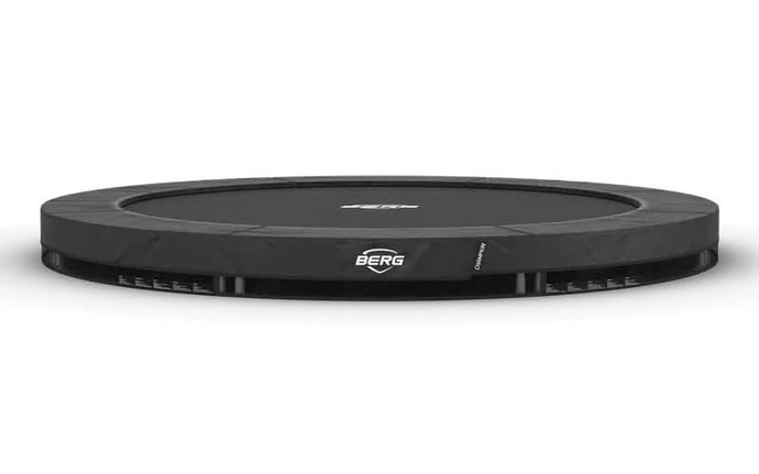 grey inground trampoline