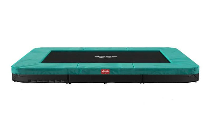 green rectangular inground trampoline 