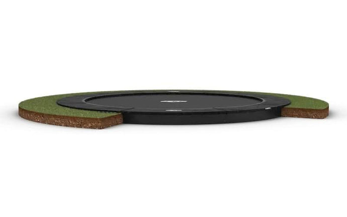 black inground trampoline