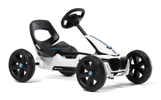 white BMW go kart