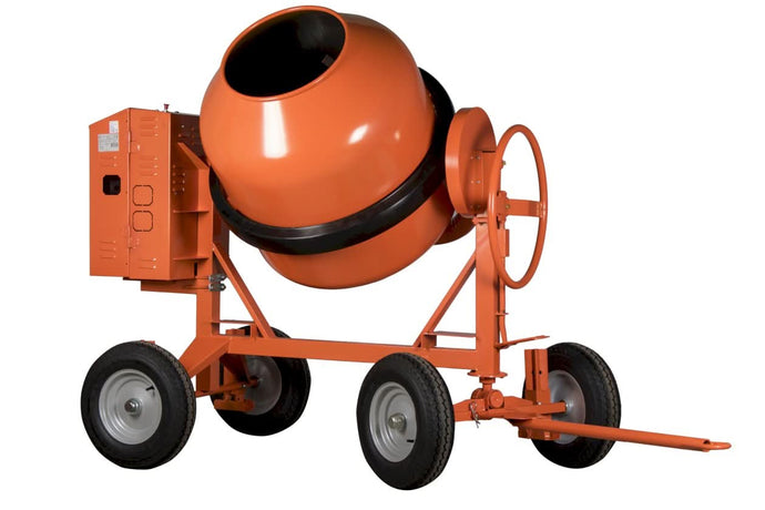 victor diesel cement site mixer with 4 wheels, including battery, 450L