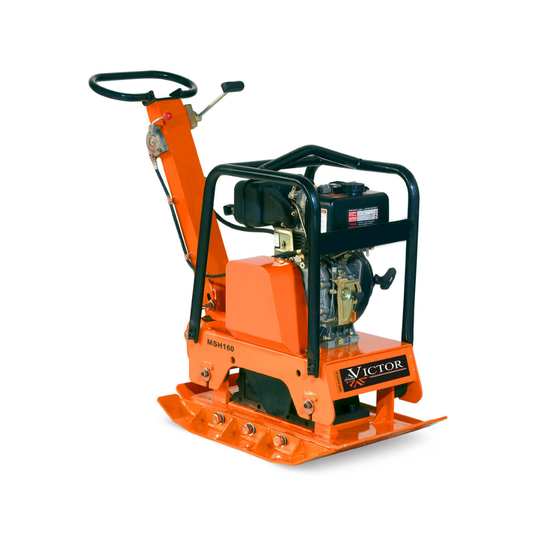 victor plate compactor in orange, goes forwards and reverse, 20"