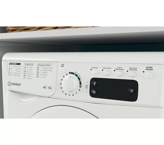 Indesit 8/6KG 1351 Spin Freestanding Washer Dryer | White | EWDE861483W