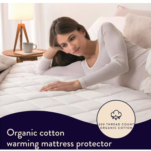 Завантажте зображення в засіб перегляду галереї, Dreamland Snowed In Organic Cotton Mattress Protector King Dual | 16889
