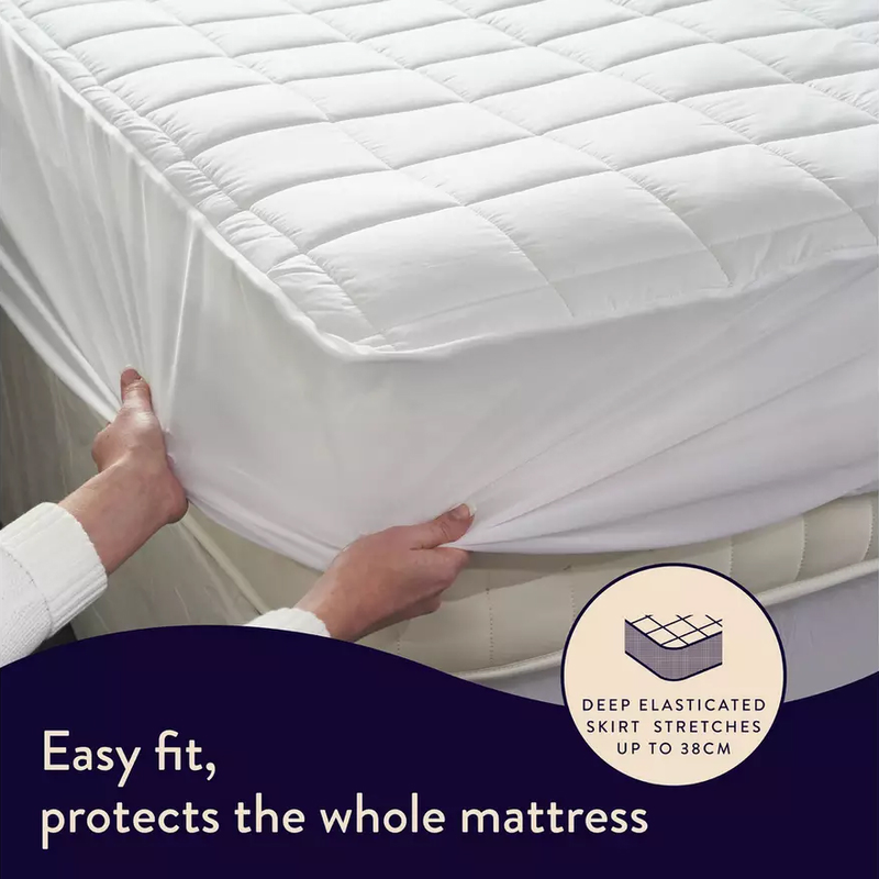 Завантажте зображення в засіб перегляду галереї, Dreamland Snowed In Organic Cotton Mattress Protector King Dual | 16889
