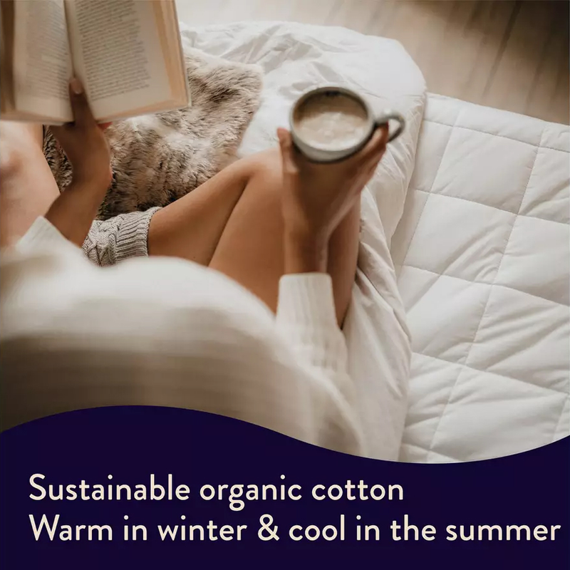 Завантажте зображення в засіб перегляду галереї, Dreamland Snowed In Organic Cotton Mattress Protector King Dual | 16889
