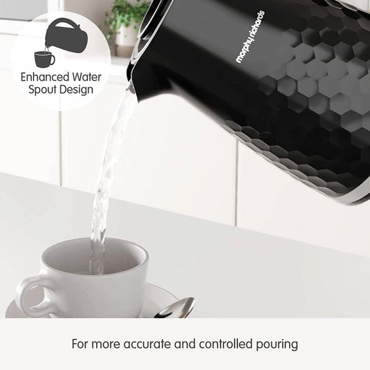 black morphy richards hive kettle with water sprout for controlled pouring
