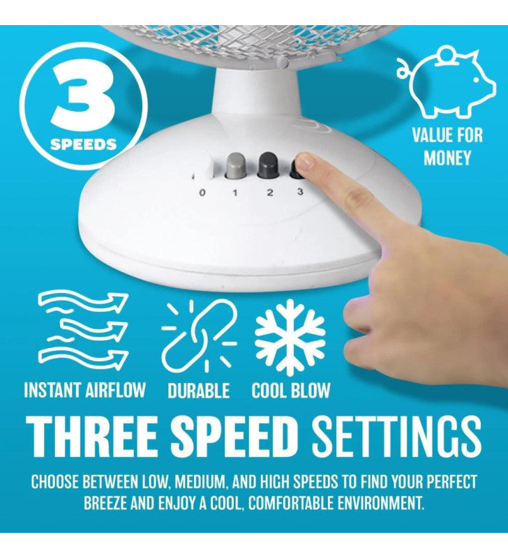 Завантажте зображення в засіб перегляду галереї, Elpine 3 Speed Oscillating Desk Fan | 12"/30cm | 311036

