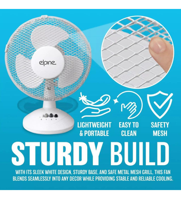 Завантажте зображення в засіб перегляду галереї, Elpine 3 Speed Oscillating Desk Fan | 12"/30cm | 311036
