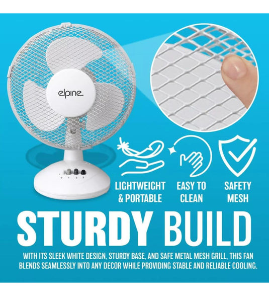 Elpine 3 Speed Oscillating Desk Fan | 12"/30cm | 311036