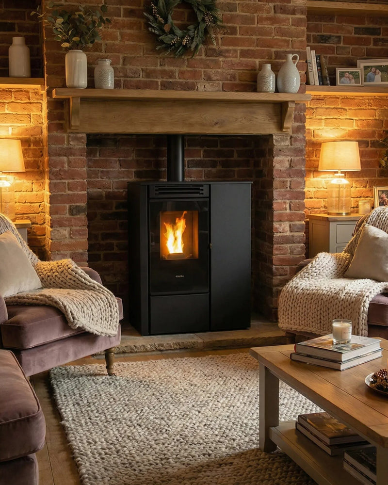 Załaduj obraz do przeglądarki galerii, Elcofire Kiva Slimline Pellet Stove | 8KW | EFKISP
