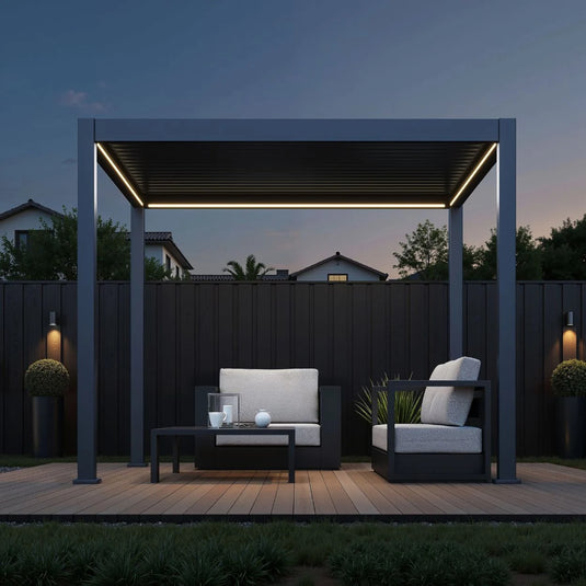 Neo Louvered 3x3m Pergola with LED Lighting | EA13484