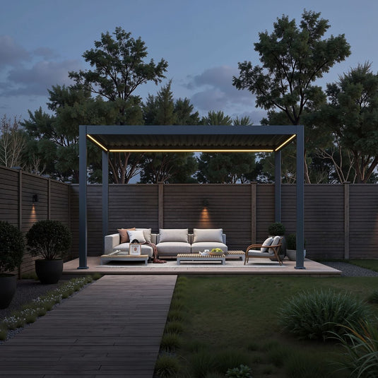 Neo Louvered 4x3m Pergola with LED Lighting | EA13485
