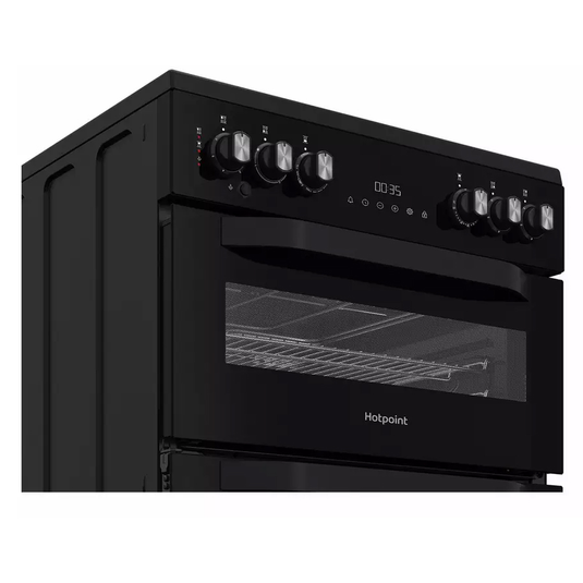 Hotpoint 60cm Electric Double Cooker With Air Fry | Black | HDE6VDCASB1