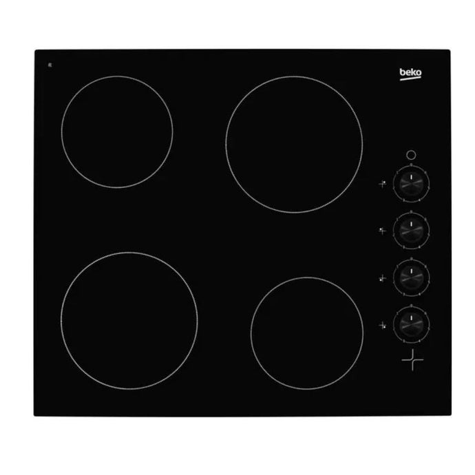 black glass induction hob with 4 zones