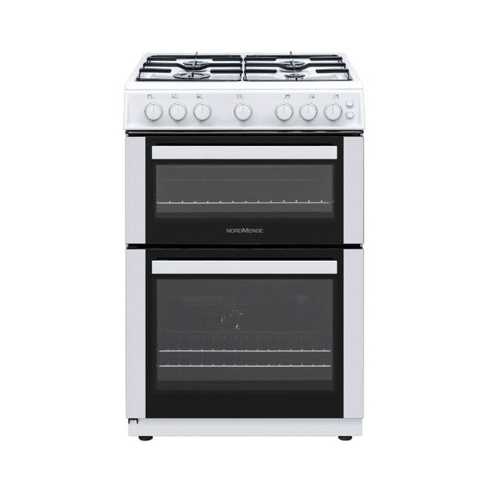 white freestanding gas cooker with double oven