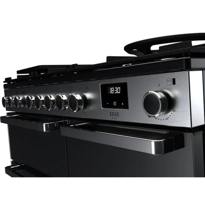 Load image into Gallery viewer, Rangemaster Edge Deluxe 100 | Dual Fuel | Black Glass | Chrome Trim | EDDL100DFGBLK/CM1

