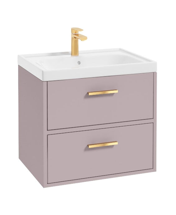 Sonas Finland Wall Hung 60Cm Two Drawer Vanity Unit | Matt Cashmere Pink