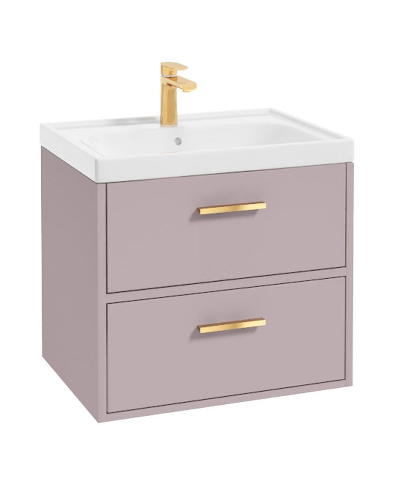 Завантажте зображення в засіб перегляду галереї, Sonas Finland Wall Hung 60Cm Two Drawer Vanity Unit | Matt Cashmere Pink
