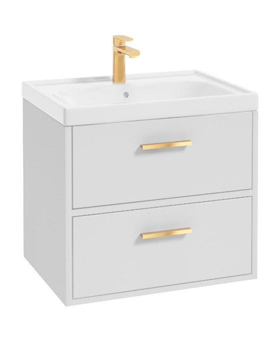 White Vanity with Gold Handles