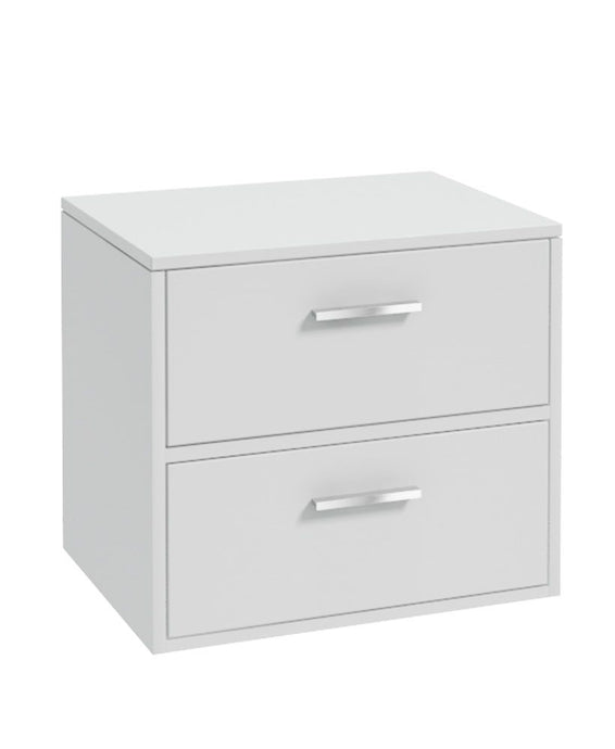 Sonas Finland Wall Hung 60Cm Two Drawer Countetop Vanity Unit | Matt White | Brushed Chrome Handle | UF0562