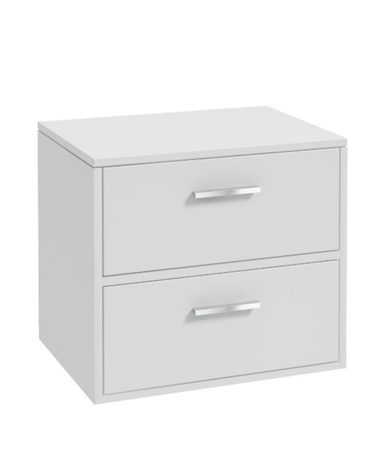 Sonas Finland Wall Hung 60Cm Two Drawer Countetop Vanity Unit | Matt White | Brushed Chrome Handle | UF0562