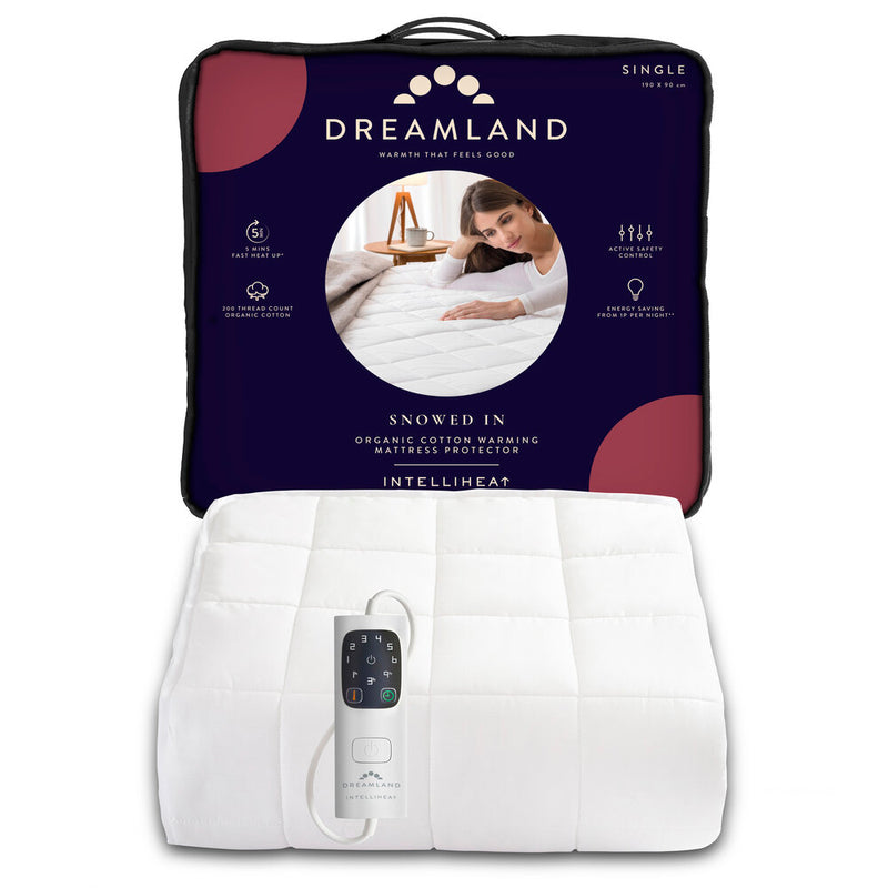 Завантажте зображення в засіб перегляду галереї, Dreamland Snowed In Organic Cotton Mattress Protector Single | 16886
