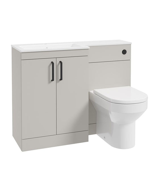 Sonas Corta 110Cm Lh Combination Two Door Unit Morning Mist with Black Handles 