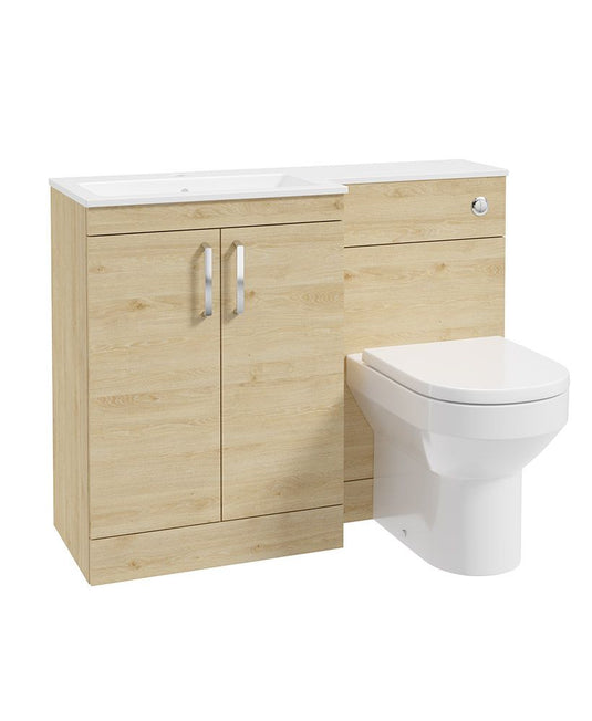 Sonas Corta 110Cm Lh Combination Two Door Unit Honey Oak with Chrome Handles 
