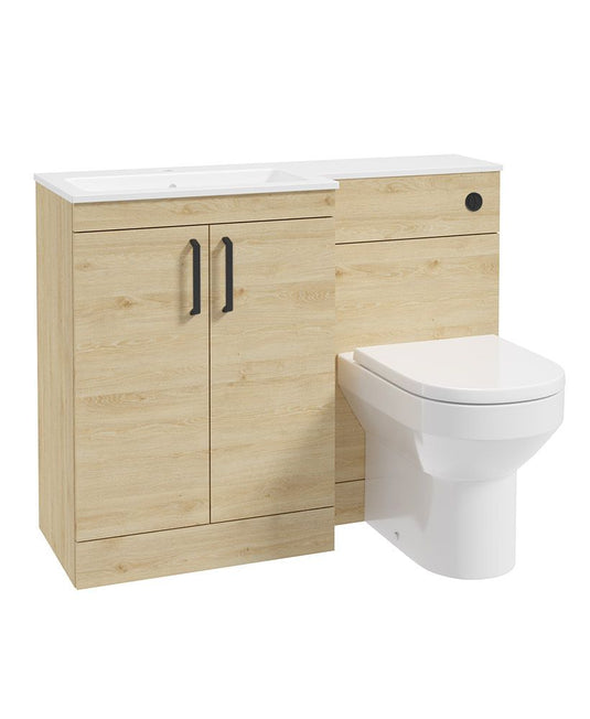 Sonas Corta 110Cm Lh Combination Two Door Unit Honey Oak with Black Handles
