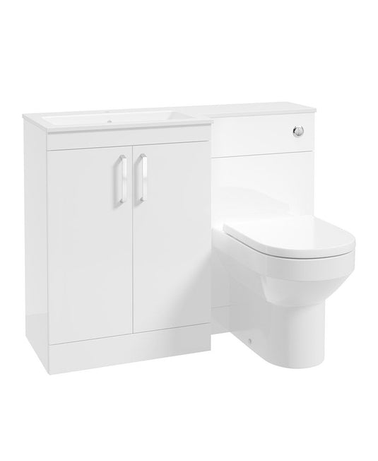 Sonas Corta 110Cm Lh Combination Two Door Unit Gloss White with Chrome Handles