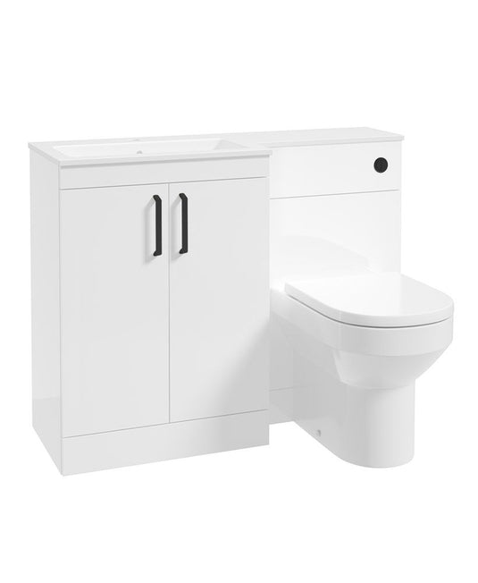 Sonas Corta 110Cm Lh Combination Two Door Unit Gloss White with Black Handles