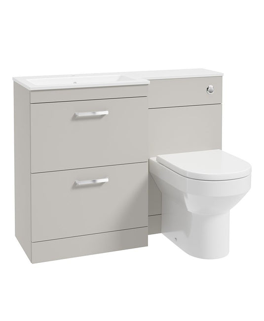 Sonas Corta 110Cm Lh Combination Two Drawer Unit Morning Mist with Chrome Handles 