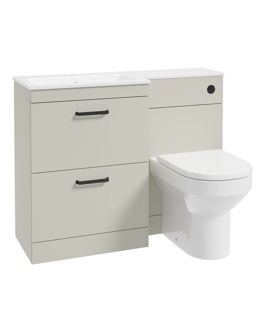 Sonas Corta 110Cm Lh Combination Two Drawer Unit Whispering Willow with Black Handles