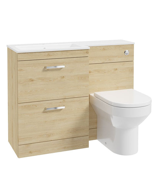 Sonas Corta 110Cm Lh Combination Two Drawer Unit Honey Oak with Chrome Handles