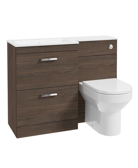 Sonas Corta 110Cm Lh Combination Two Drawer Unit Sable Ash with Chrome Handles 