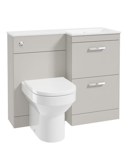 Sonas Corta 100Cm Rh Combination Two Drawer Unit Morning Mist with Chrome Handles