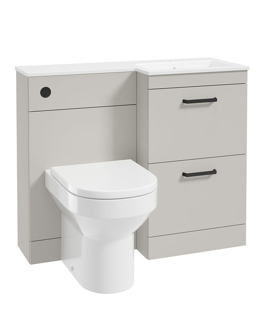Sonas Corta 100Cm Rh Combination Two Drawer Unit Morning Mist with Black Handles
