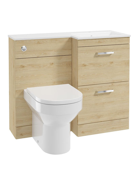 Sonas Corta 100Cm Rh Combination Two Drawer Unit Honey Oak with Chrome Handles