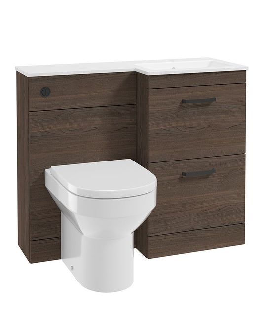 Sonas Corta 100Cm Rh Combination Two Drawer Unit Sable Ash with Black Handles
