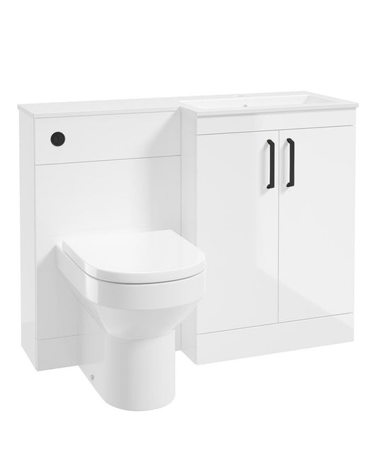 Sonas Corta 110Cm Rh Combination Two Door Unit Gloss White with Black Handles