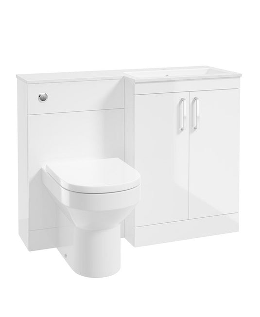 Sonas Corta 110Cm Rh Combination Two Door Unit  Gloss White with Chrome Handles