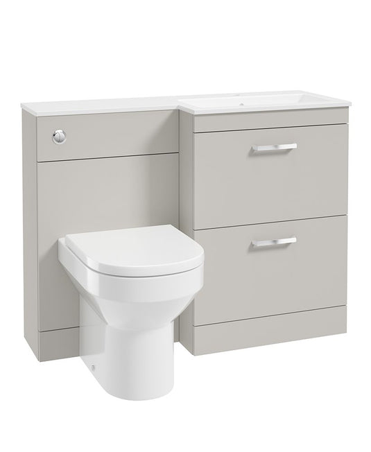 Sonas Corta 110Cm Rh Combination Two Drawer Unit Morning Mist with Chrome Handles 