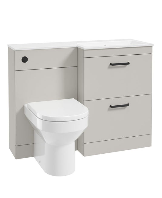 Sonas Corta 110Cm Rh Combination Two Drawer Unit Morning Mist with Black Handles