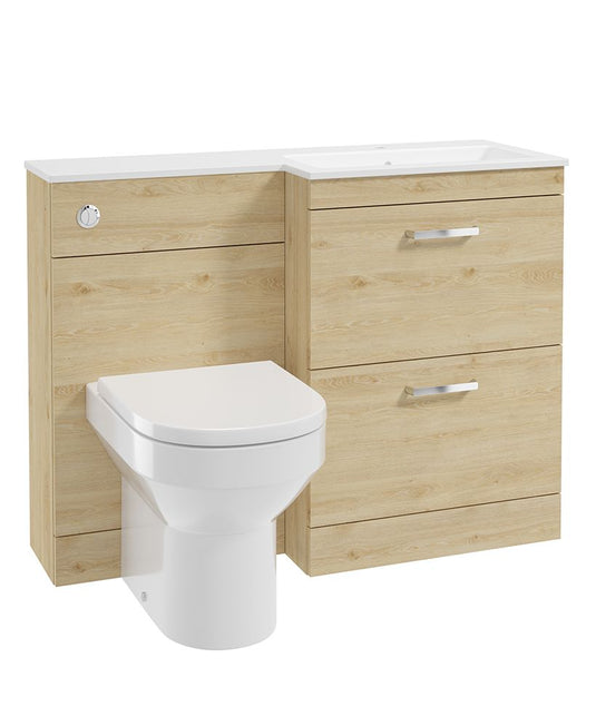 Sonas Corta 110Cm Rh Combination Two Drawer Unit Honey Oak with Chrome Handles 