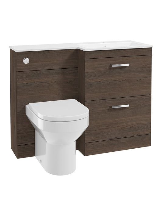 Sonas Corta 110Cm Rh Combination Two Drawer Unit Sable Ash with Chrome Handles