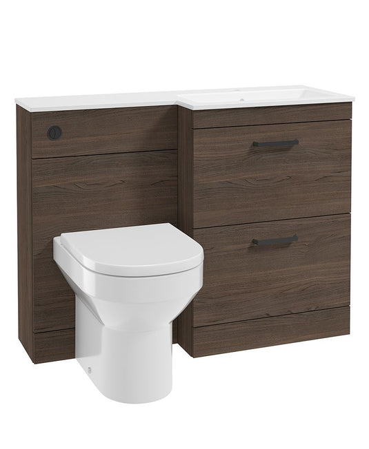 Sonas Corta 110Cm Rh Combination Two Drawer Unit and Sable Ash with Black Handles 