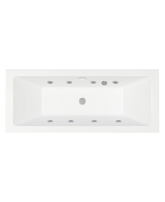 Sonas Cubo 1700X700Mm Double Ended 8 Chrome Jet Whirlpool Bath White