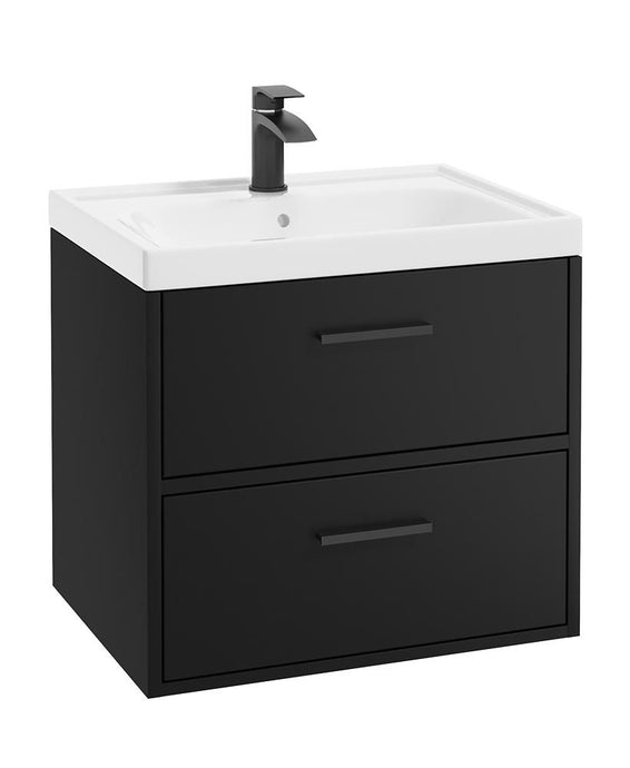 black vanity unit with black handle