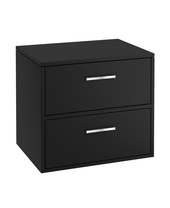 Sonas Finland Wall Hung 60Cm Two Drawer Countertop Vanity Unit | Matt Black | Brushed Chrome Handle | UF0905